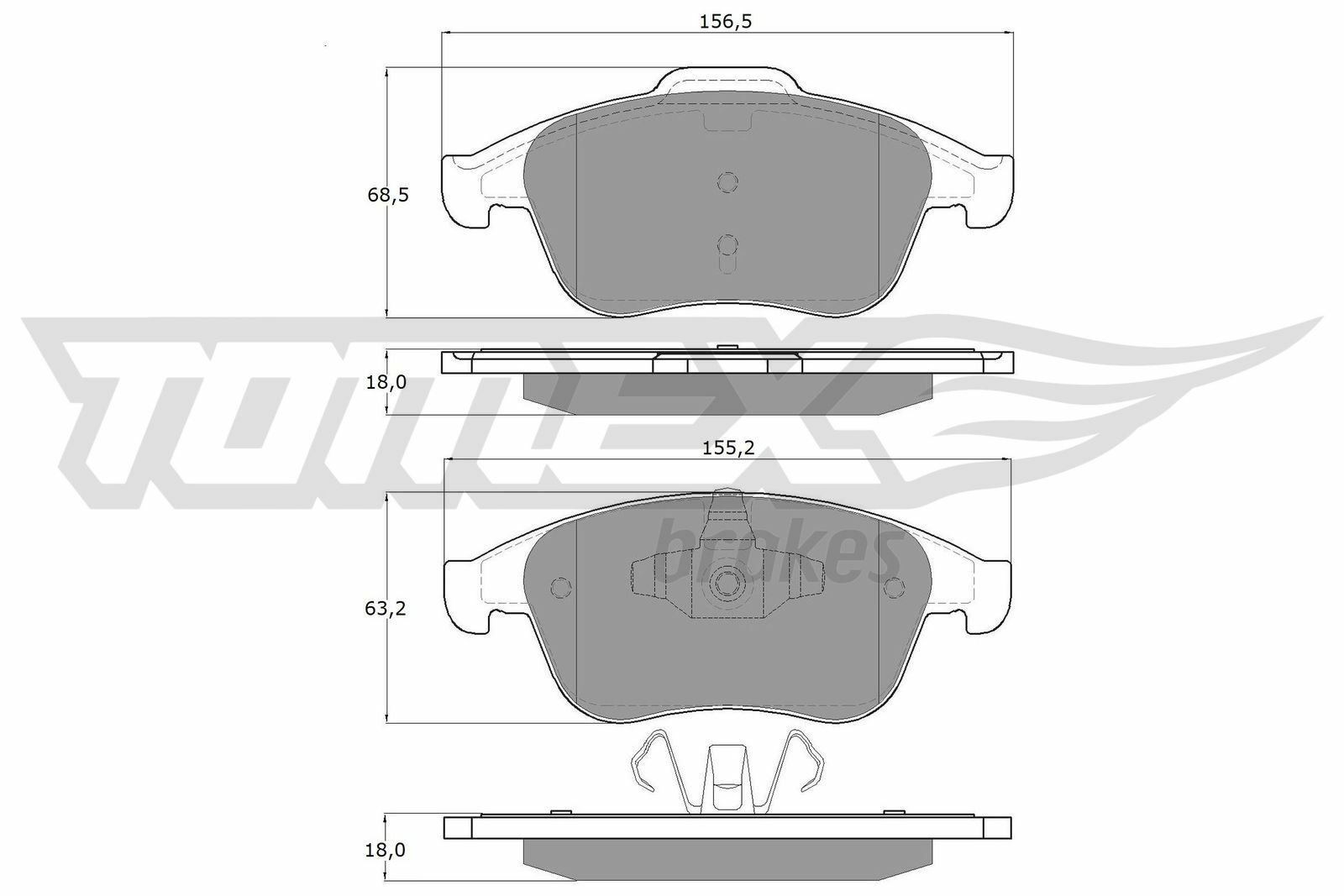 Sada brzdových destiček, kotoučová brzda TOMEX Brakes